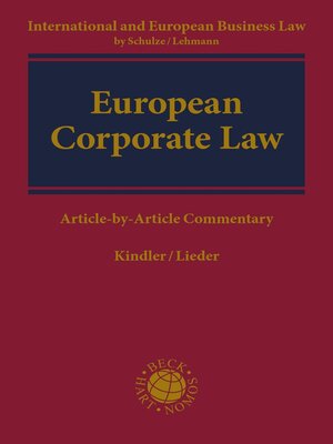cover image of European Corporate Law